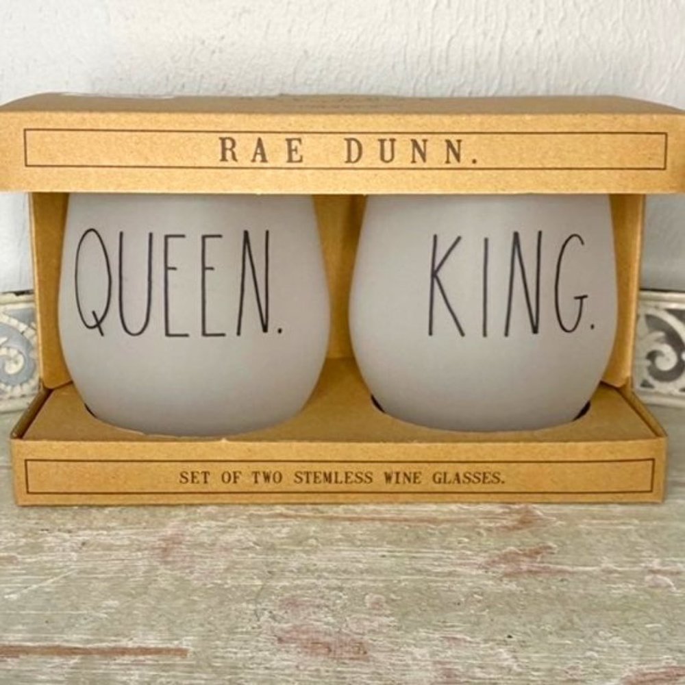 2  Rae Dunn Stemless Wine Glasses